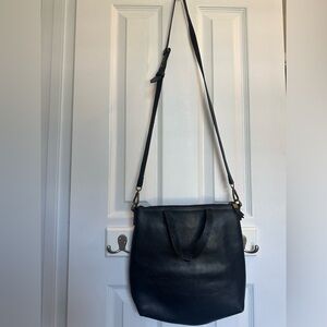 Madewell Zip Top Black Leather Crossbody